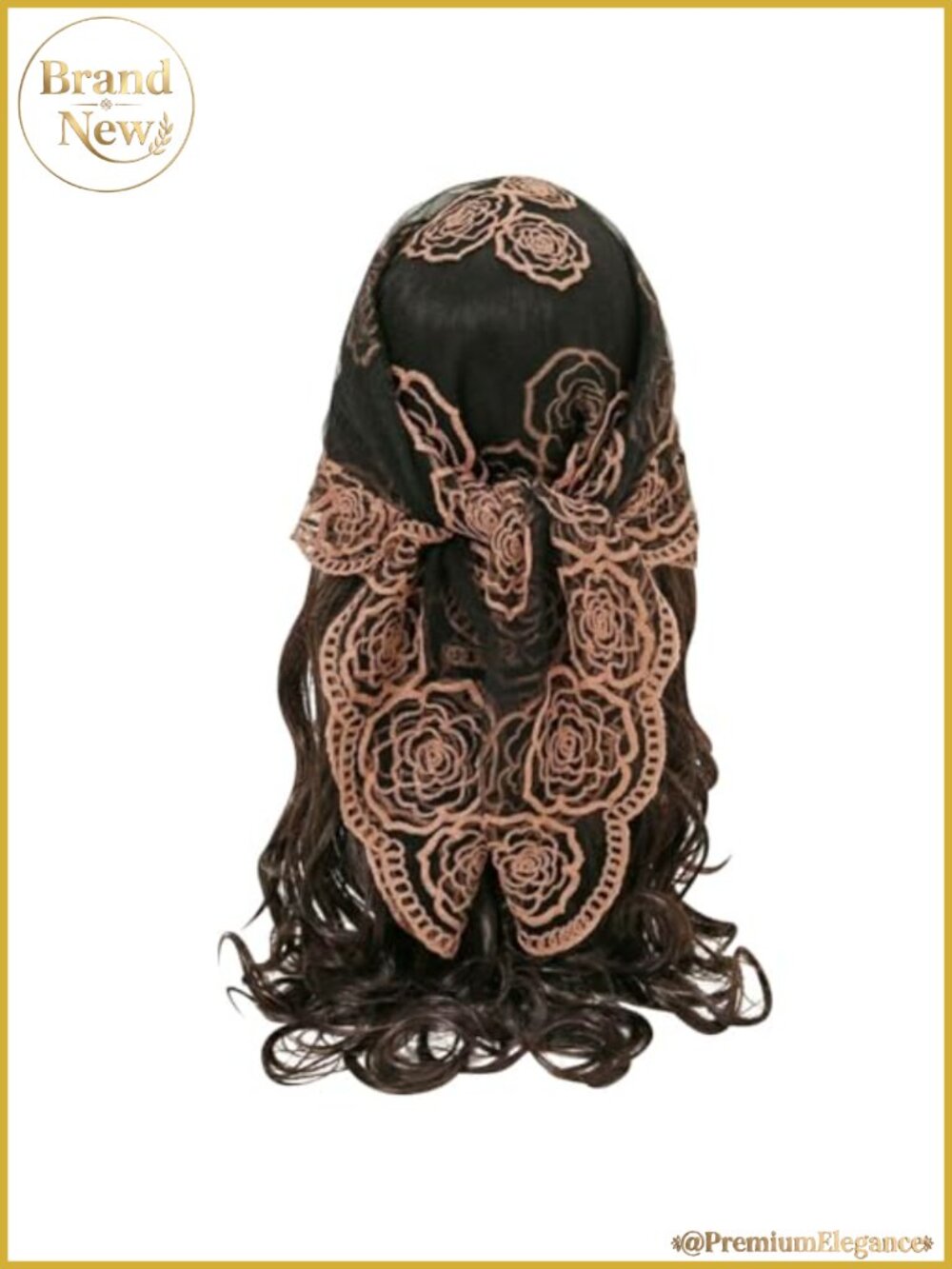 Women's Flower Embroidery Head Scarf Large 31.5" Sheer Hair Bandana